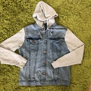 Blue Hooded Denim Jacket Size XL